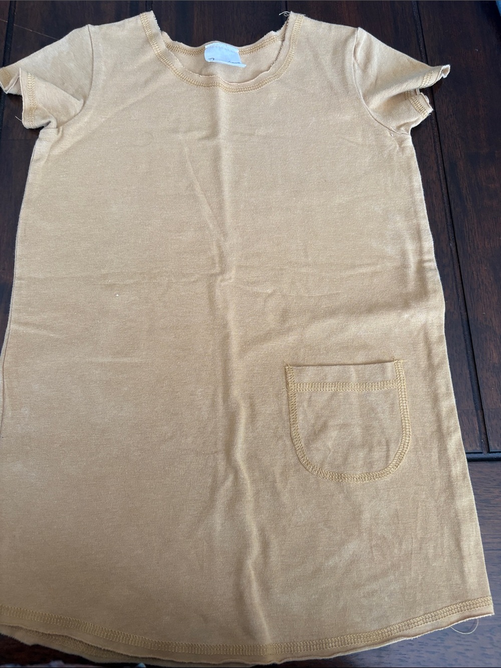 Kids Casual Short-Sleeve Pocket Dress in Mustard